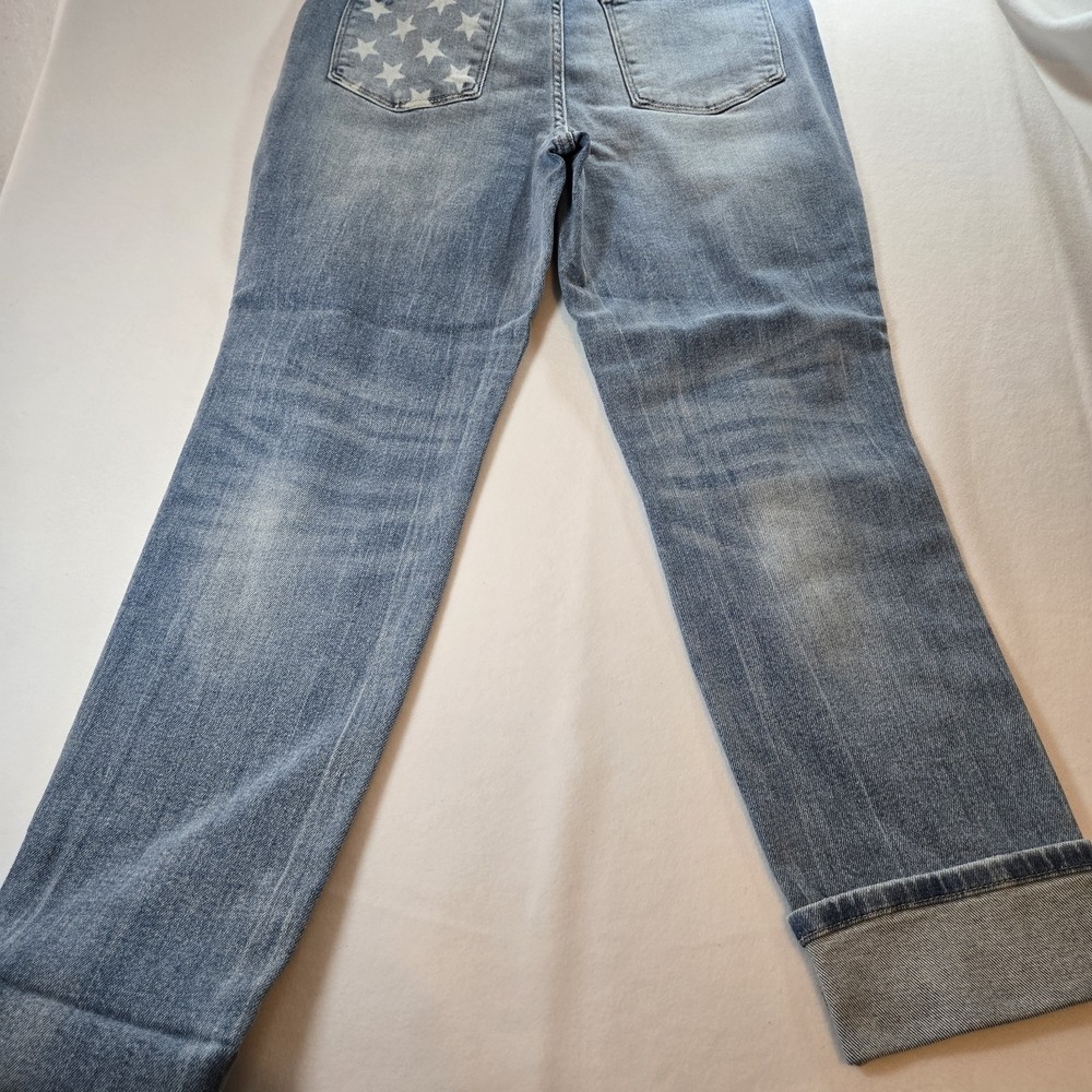 Judy Blue Boyfriend Fit Jeans Womens 7/28 Mid Rise Distressed Light Wash Flag... - Picture 16 of 16